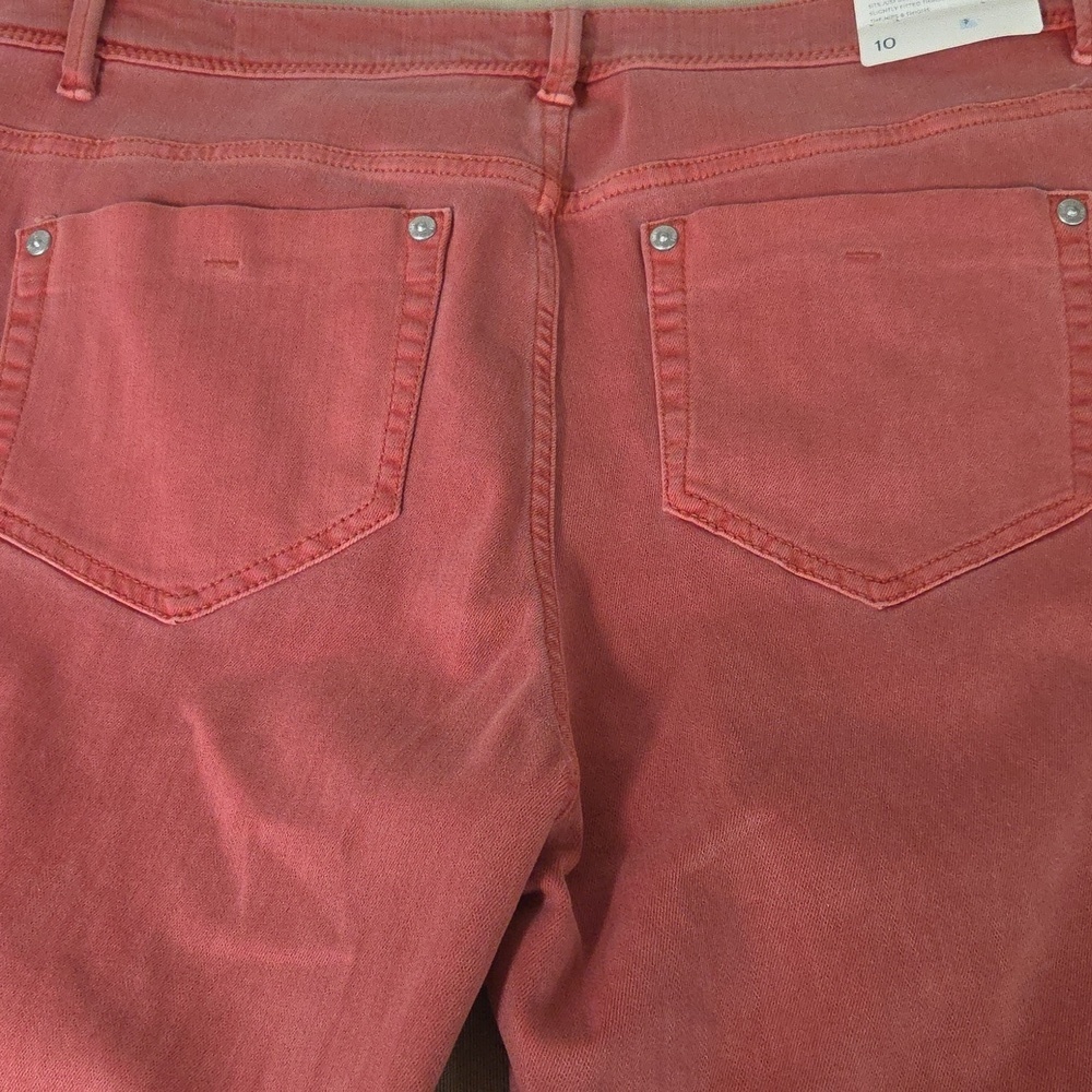 NWT J Jill Pink Sandwashed Jeans Slim Ankle  Sz 10 - Picture 5 of 6
